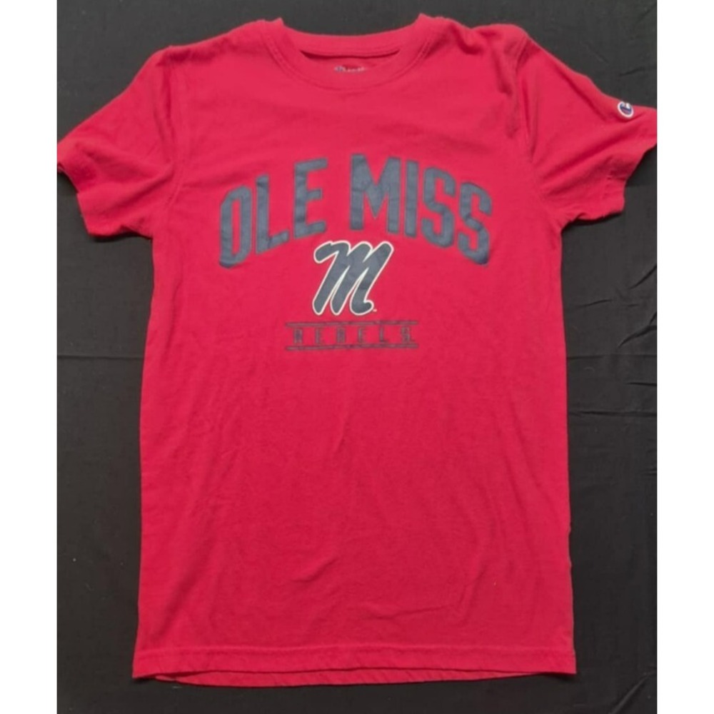 Ole Miss Rebels Champions women's red t-shirt‎ navy Logo sz S football/baseball